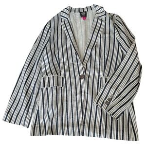 Vince Camuto Summer Oasis Linen Blend Striped Blazer size 8